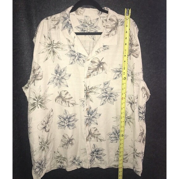 Batik Bay 100% Silk Hawaiian Tropical Shirt Button Up XXL Men's Short Sleeve Tan - Picture 6 of 8